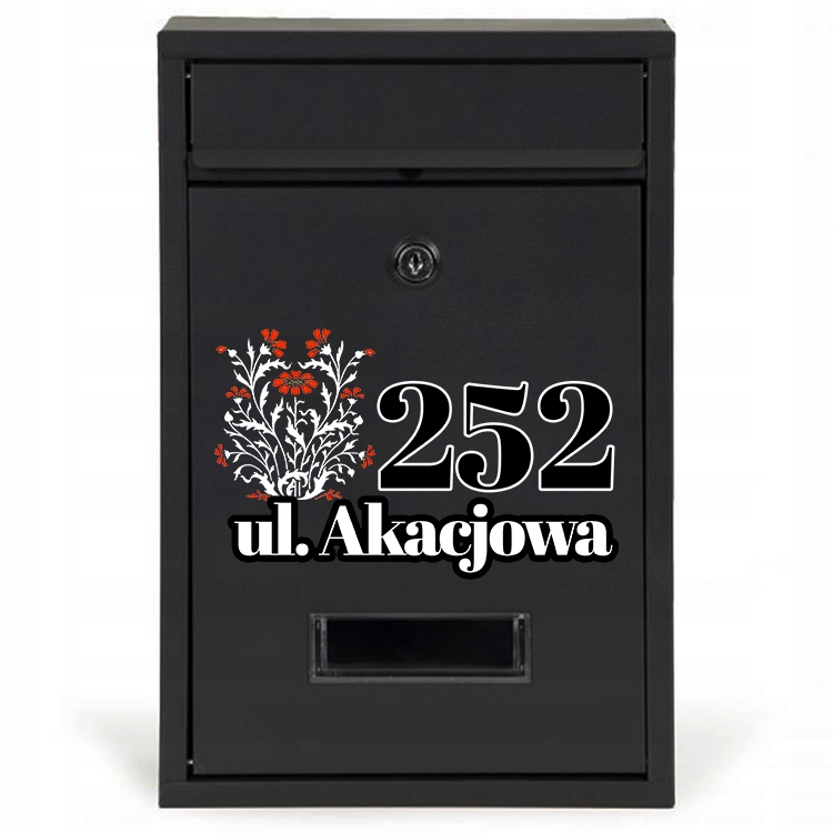 Černá Poštovní Schránka Číslo domu Ulice Łowicki Styl Personalizovaný vzor