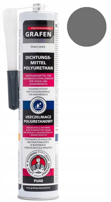 GRAFEN uszczelniacz poliuretanowy PU40 szary 300ml klej do ogrodzeń