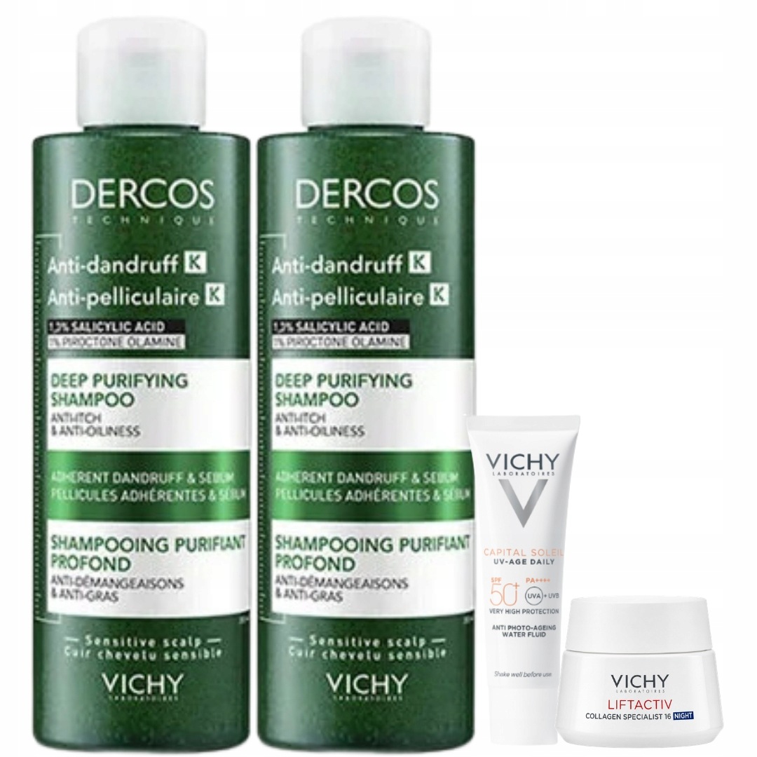 Vichy Dercos K Szampon przeciwłupieżowy głęboko oczyszczający 250ml 2PAK