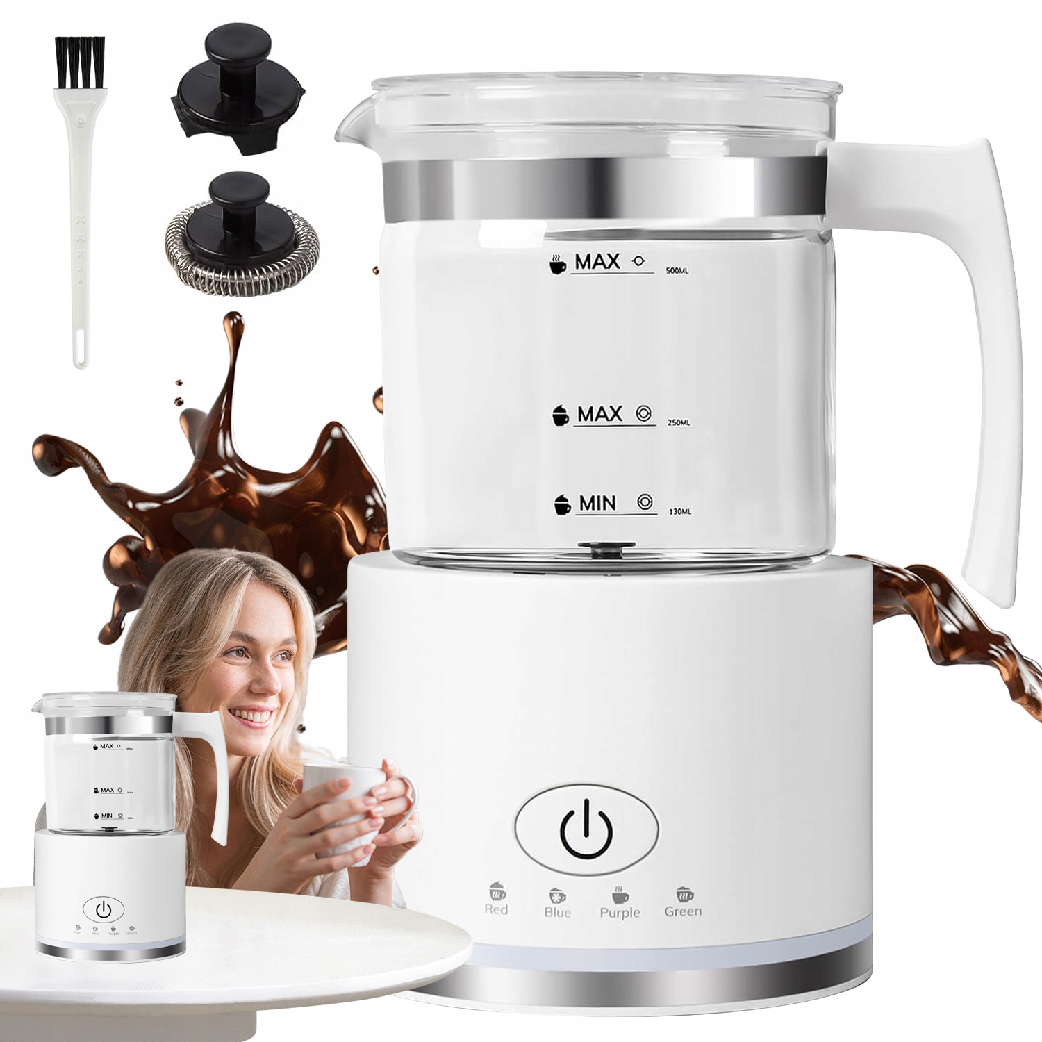 Elektrický Napěňovač Mléka Na Kávu 500 ML 4 Funkce Cappuccino Latte