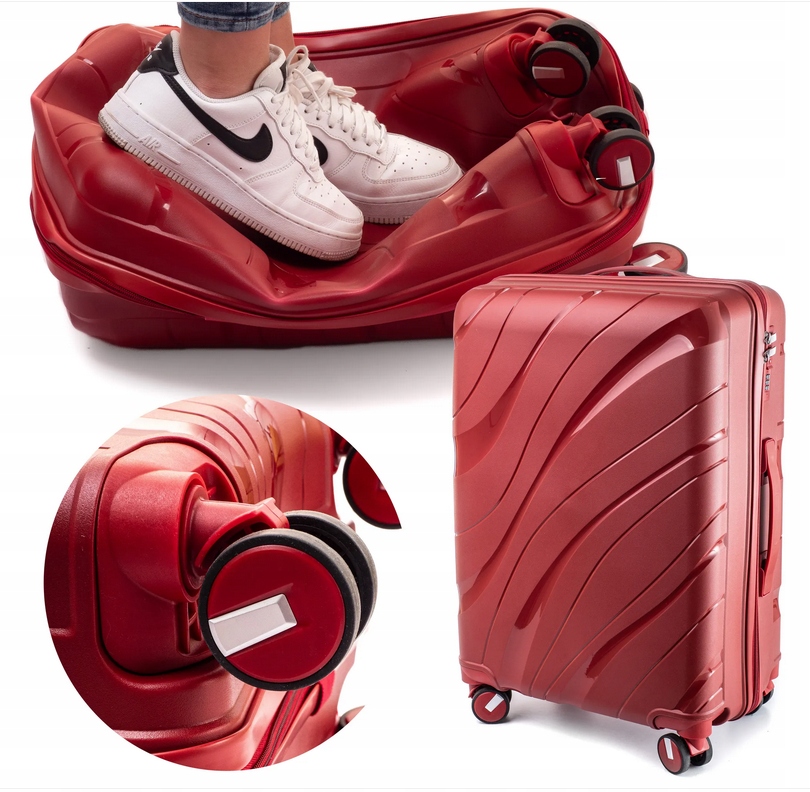 Walizka Średnia Bagaż Rejestrowany Exclusive Polipropylen Zamek Tsa Bordowa