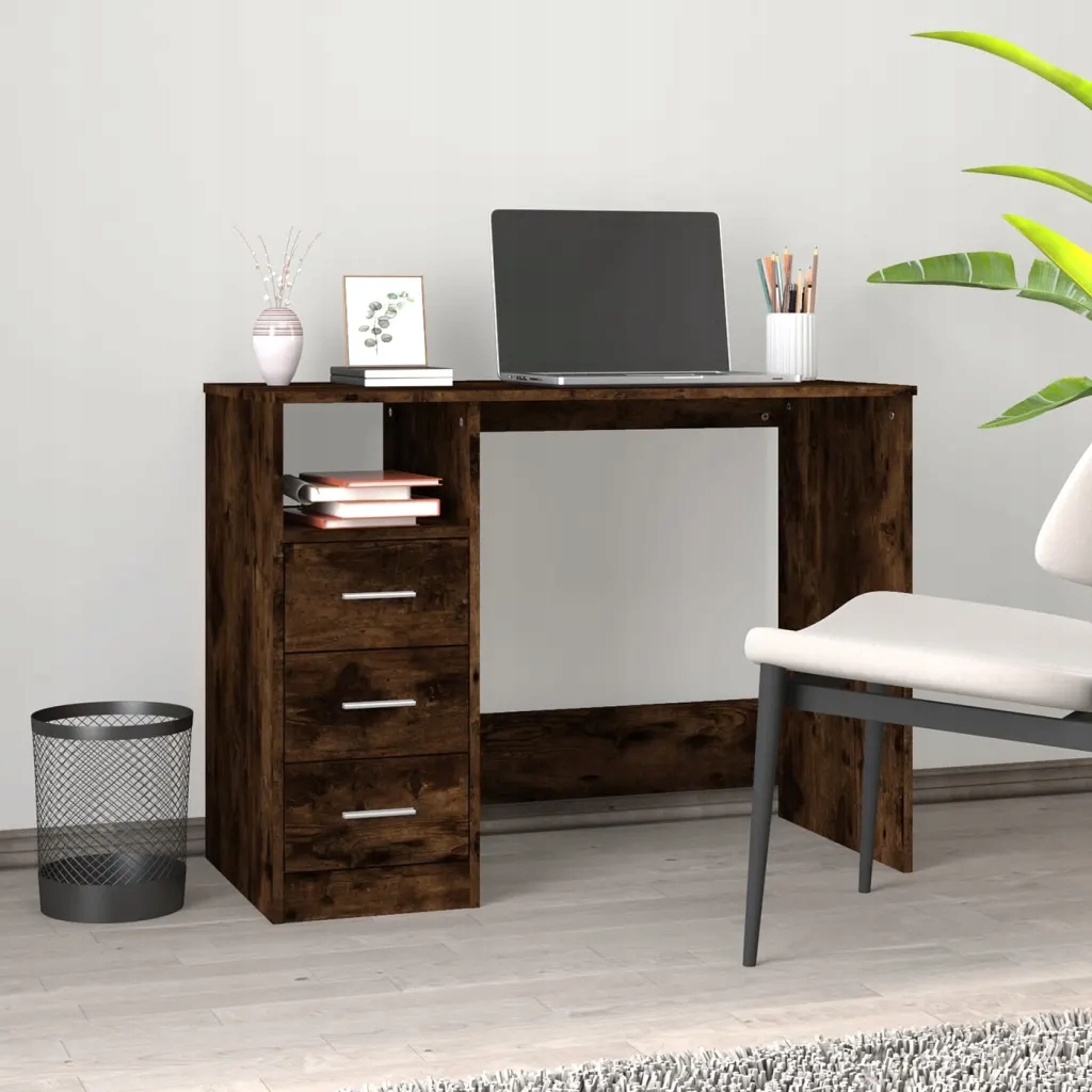 Psací stůl se zásuvkami kouřový dub 102 x 50 x 76 cm kompozit Hnědá 823037