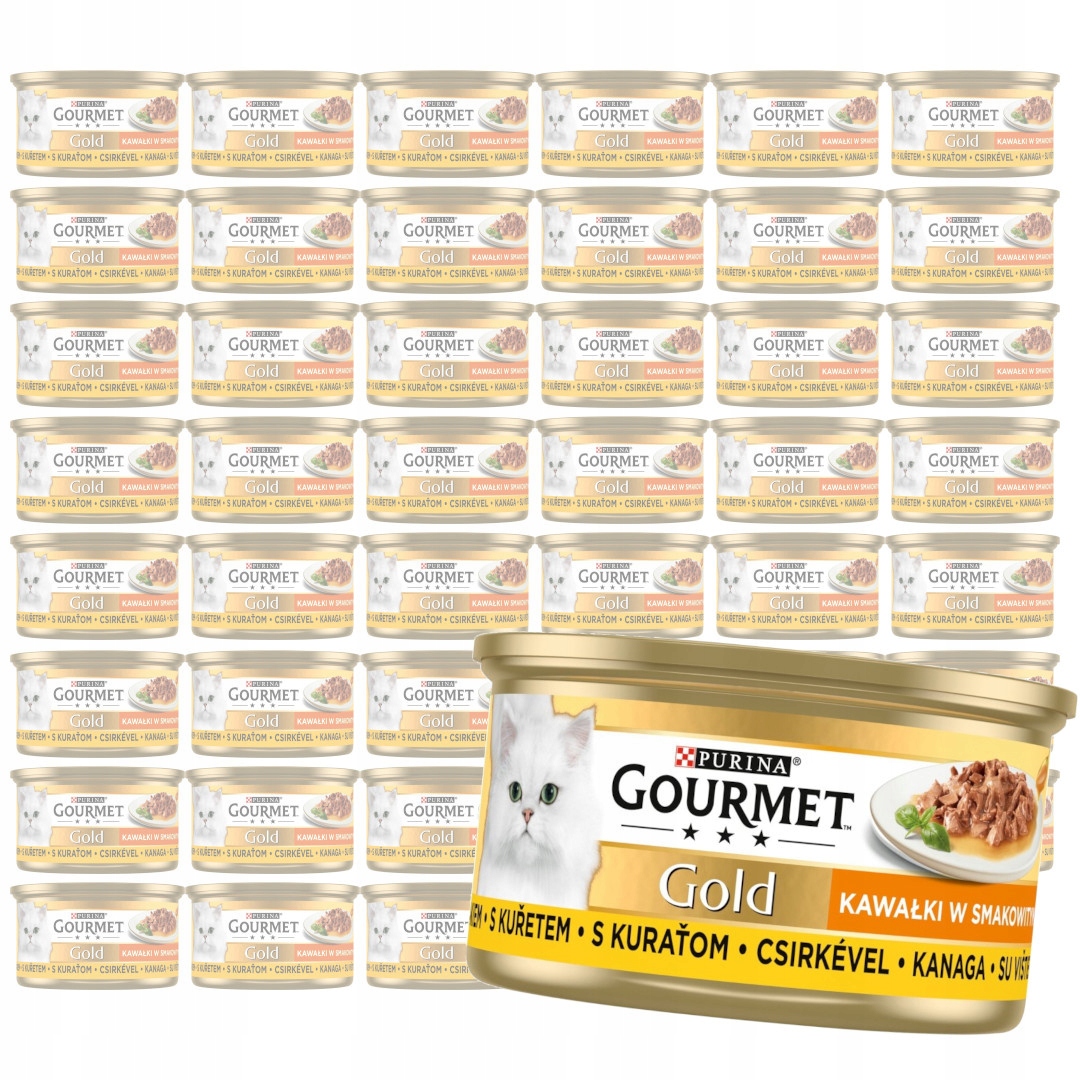 Levně Purina Gourmet Gold Kuřecí kousky v omáčce Mokré Krmivo Pro Kočky 48x85 g