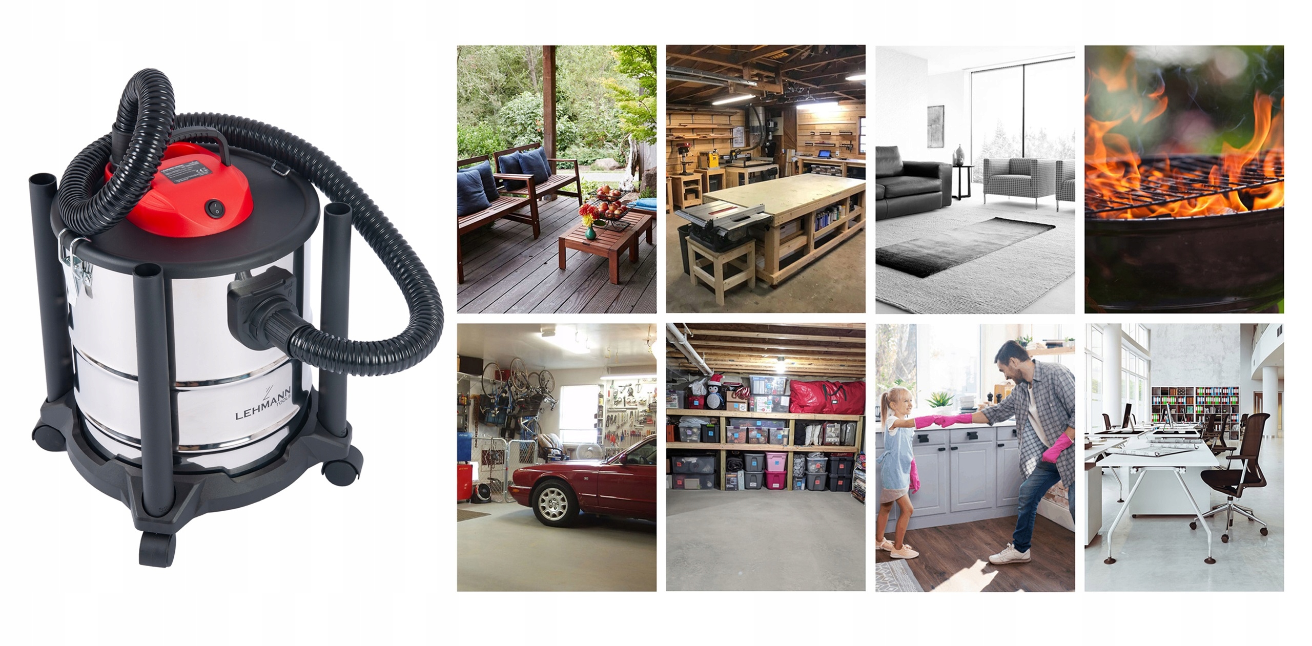 ODKURZACZ PRZEMYSŁOWY POPIOŁU GRUZU KOMINKA 2000W Zasilanie sieciowe