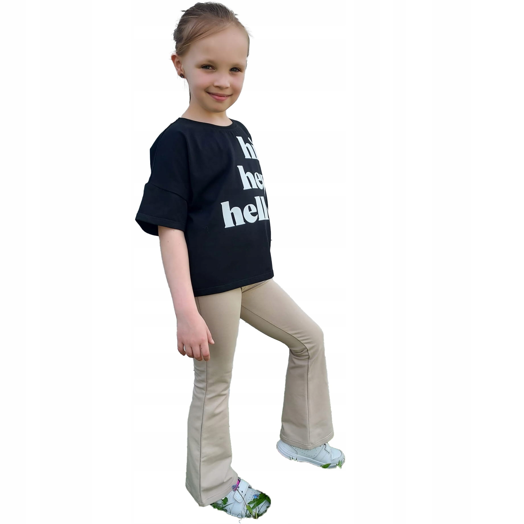 Legginsy dzwony beżowe dziewczęce - 152