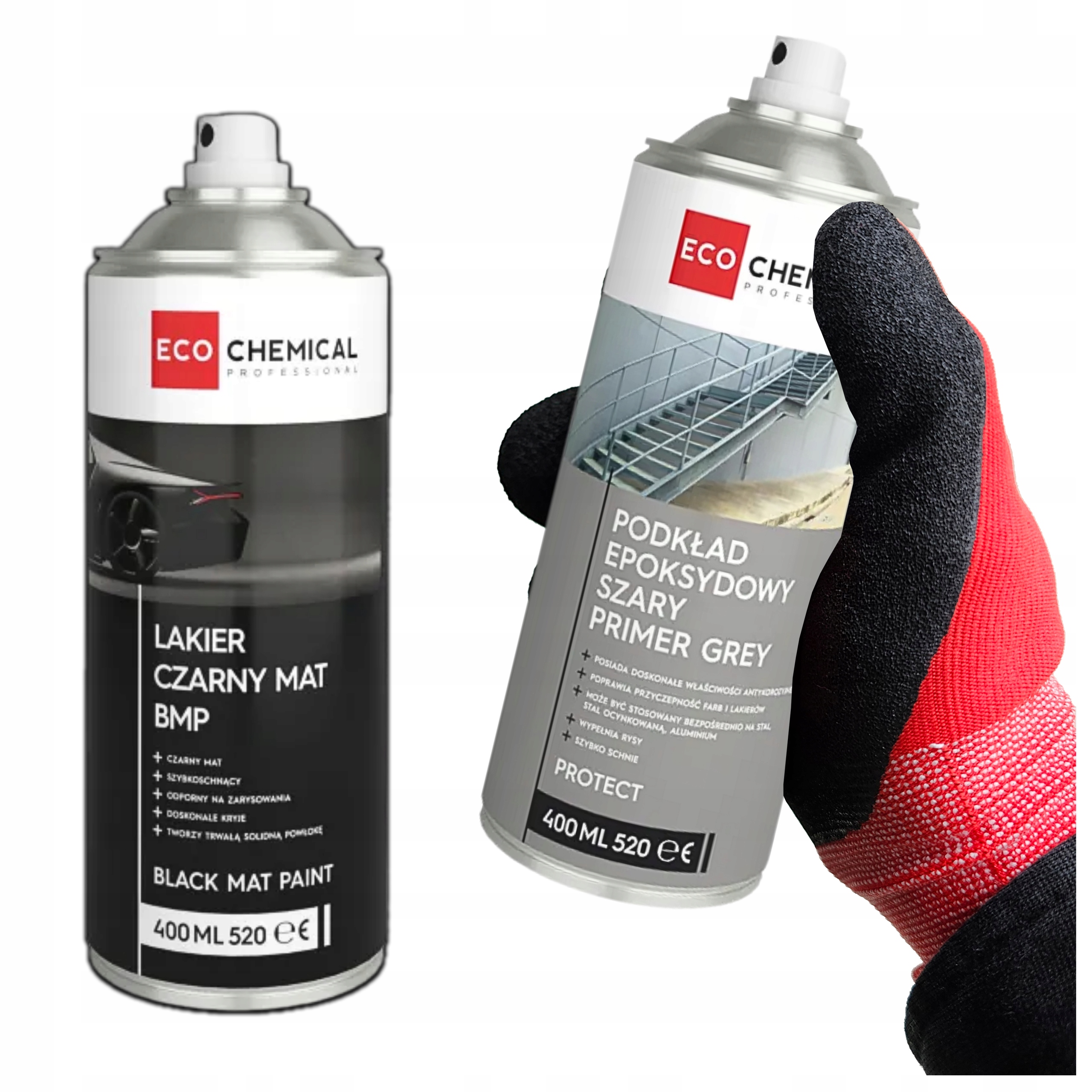 Farba Czarny Mat Podkład 400ml Lakier Spray Do Metalu Drewna Tworzyw