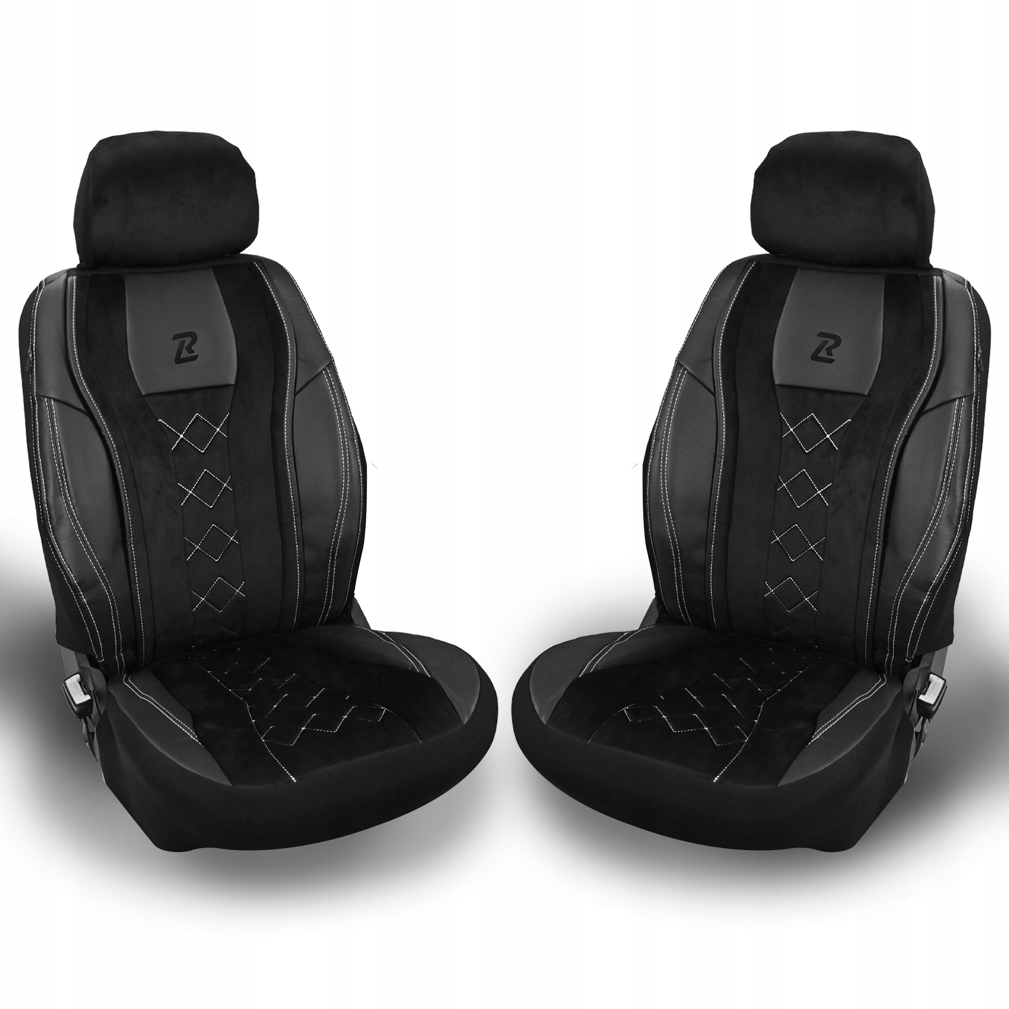 Pokrowce na przednie fotele siedzenia samochodowe Aero Czarno Szary welur