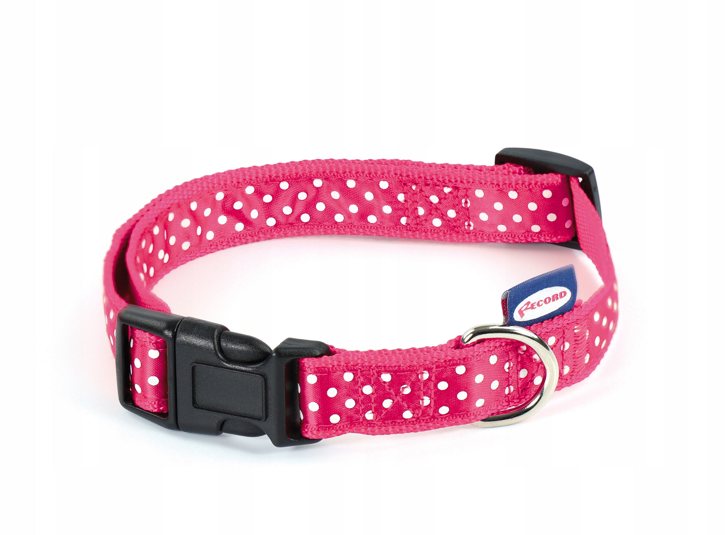 

Obroża dla psa Record - różowa w kropki Xs