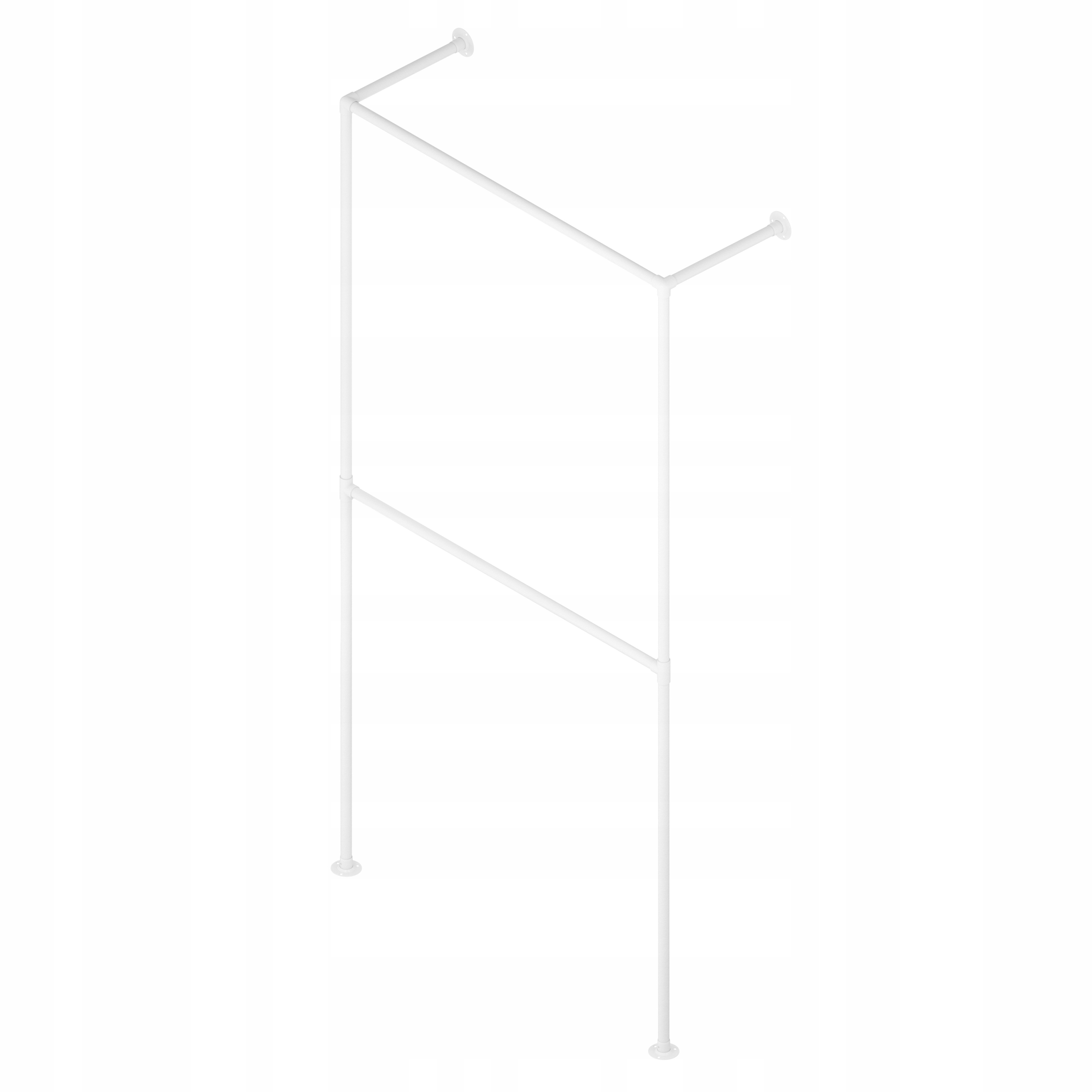 Tyč Na Oblečení Věšák Na Stěnu Loft 203x102cm fi 25mm Hotse Bílá