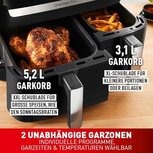 TEFAL Dual Easy Fry Beztłuszczowa 5,2L 3,1L Dwie Komory 7 Programów — miniatura 4