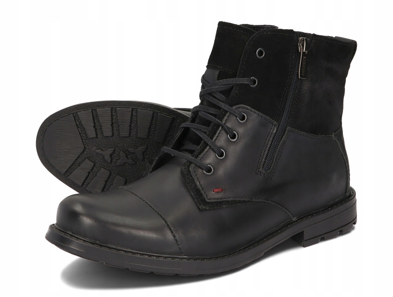 TRZEWIKI MĘSKIE BUTY OCIEPLANE SKÓRA 871 CZARNY 42 Materiał zewnętrzny skóra naturalna