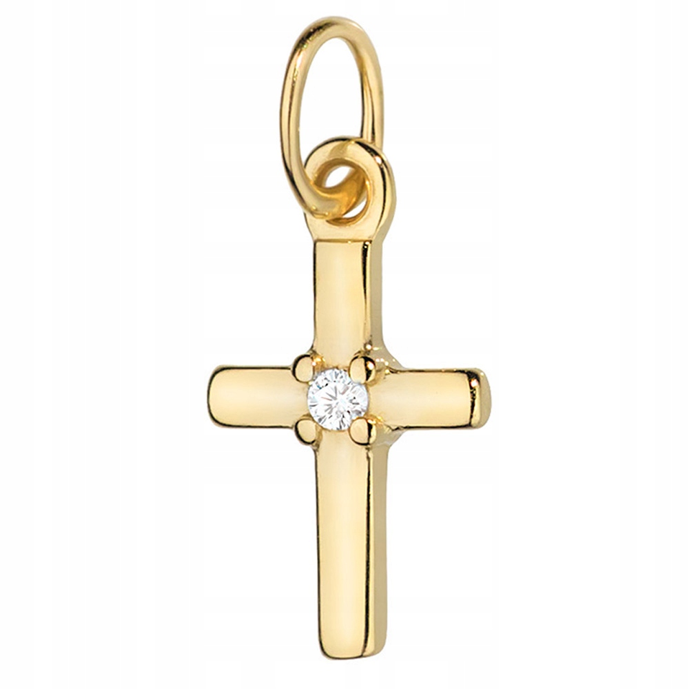 Zlatý Kříž pr. 585 14k Křížek se zirkonií Křest Svaté Přijímání Krabička
