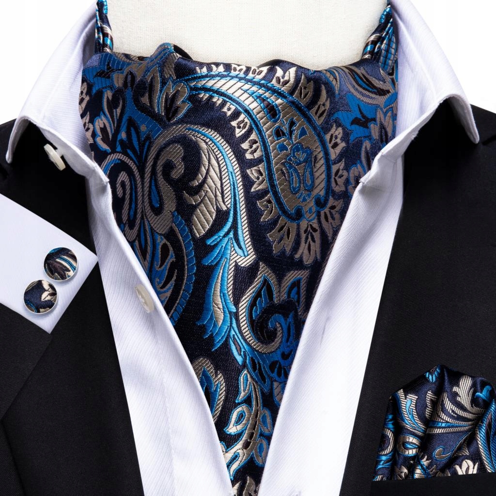 Hedvábný Šátek Ascot Žakárový Módní Set