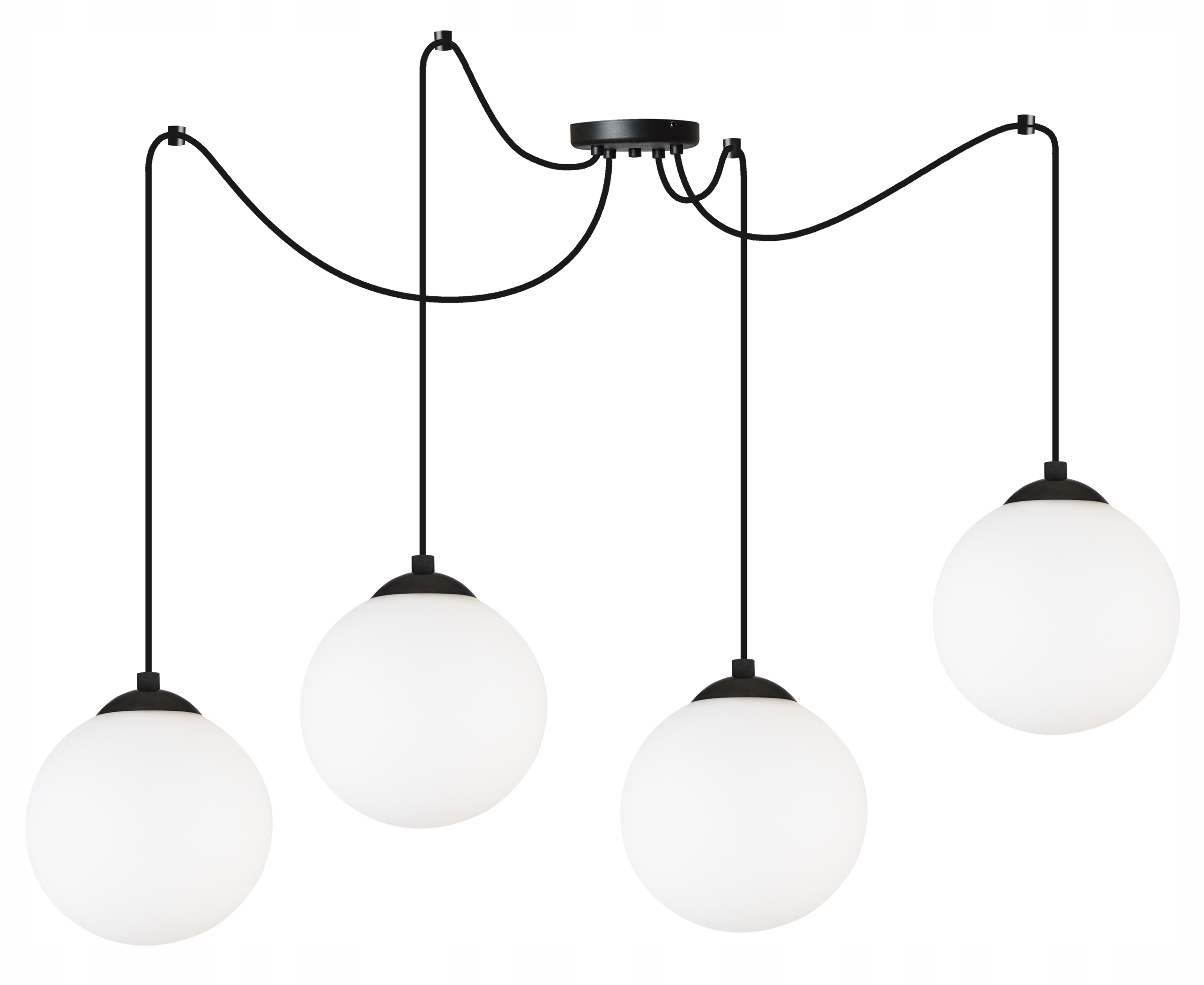 Stropná Závesná Lampa Luster Pavúk Sklenené Biele Gule Do Obývacej Izby A Jedálne