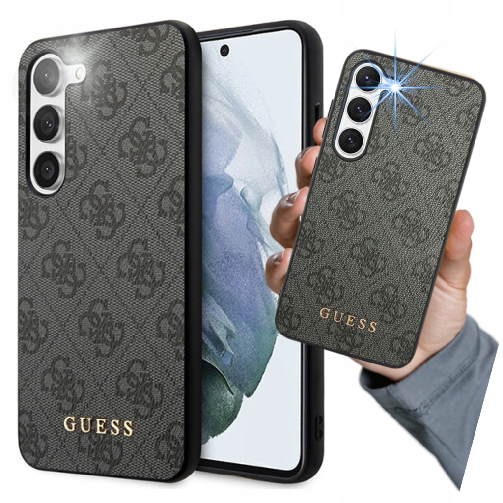 Etui do Galaxy S23, Guess 4G Metal Gold Logo, skórzany case, obudowa