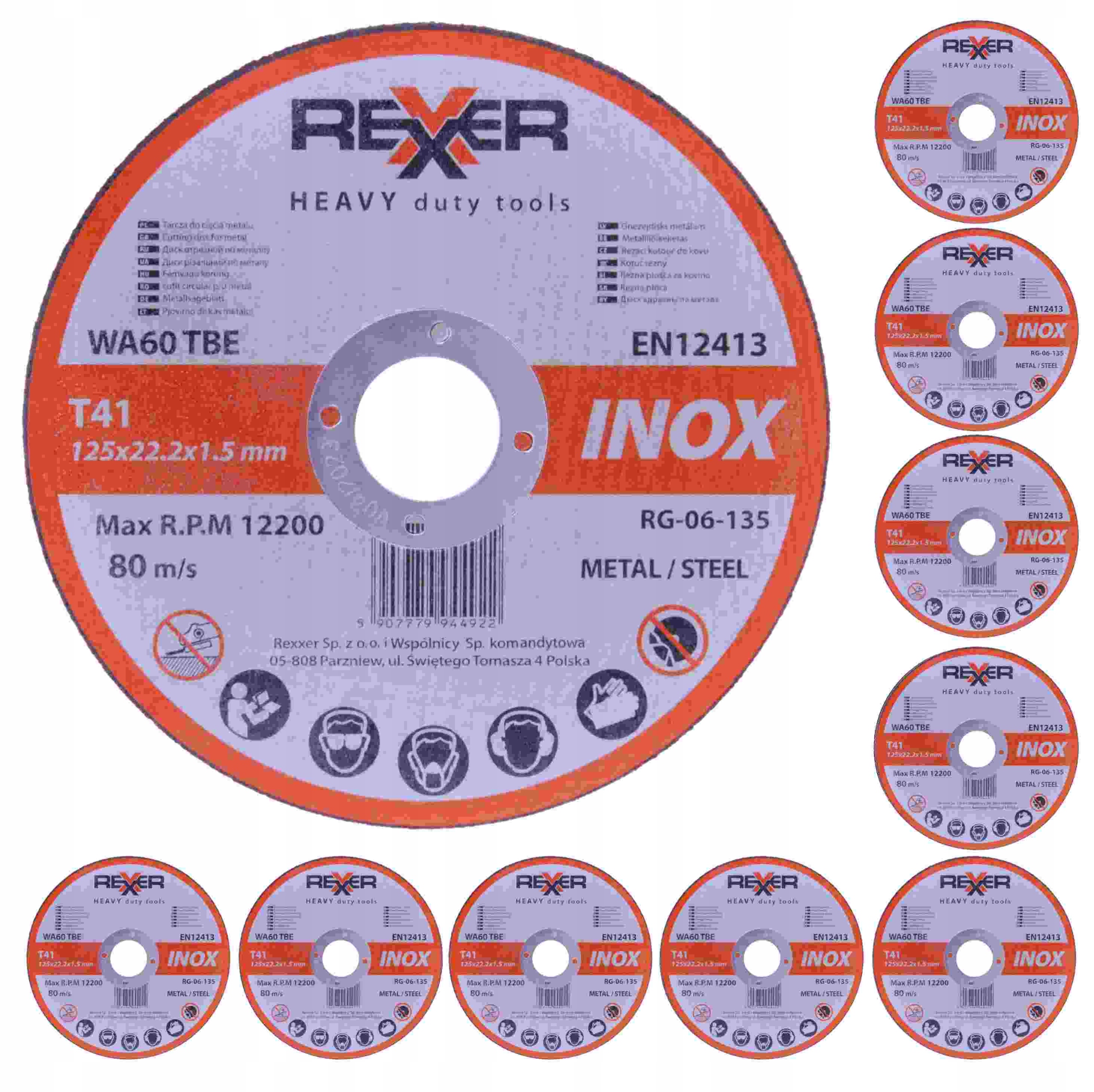 

Tarcza Do Cięcia Stali Inox 125 MM 1,5 MM 10 Sztuk