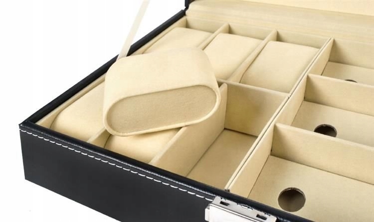 ORGANIZER NA ZEGARKI 6szt BIŻUTERIĘ SZKATUŁKA KUFEREK PUDEŁKO ELEGANCKI Kolor dodatkowy beżowy
