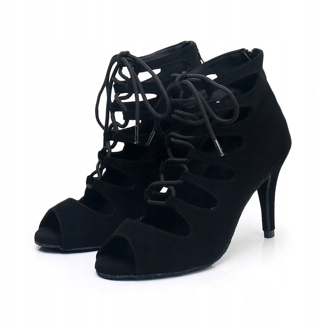 Buty Do Tańca Taneczne Sznurowane Czarne 8,5cm