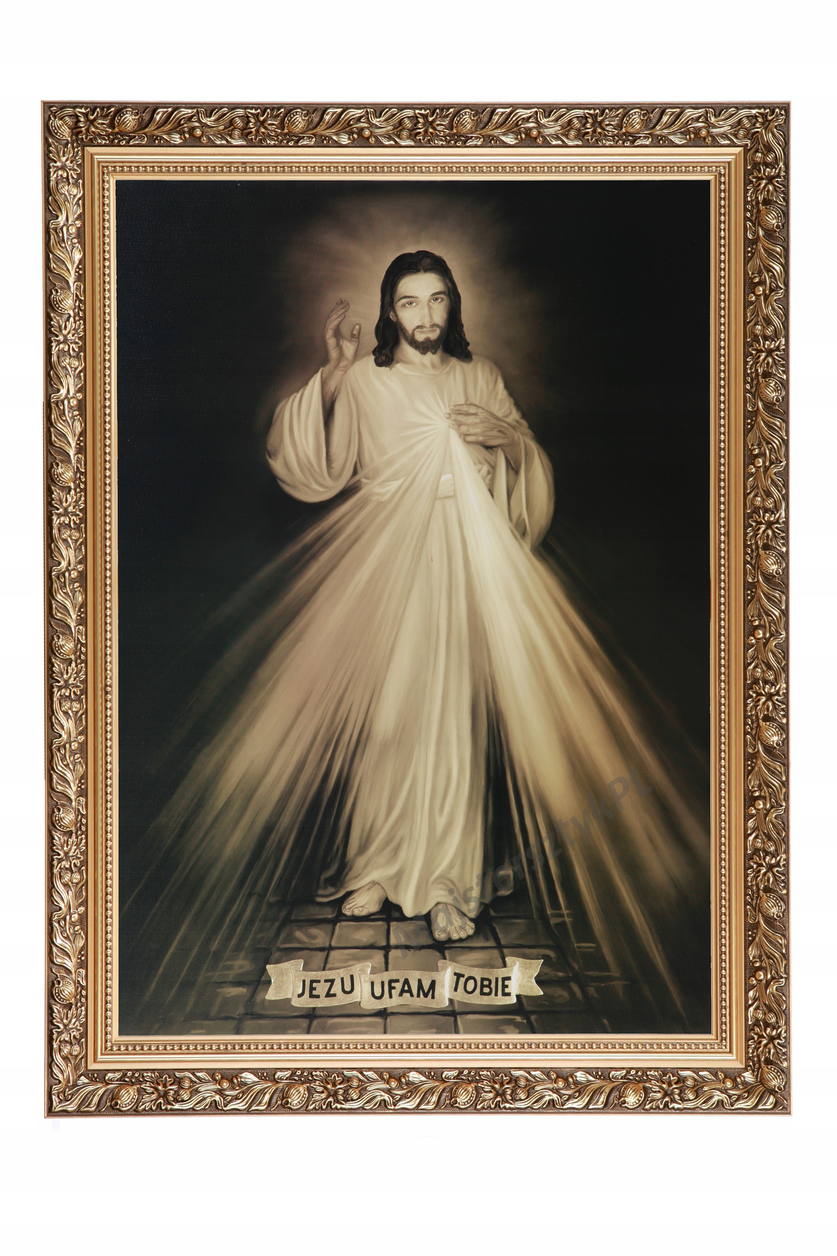 Obraz Ježíše, důvěřuji Ti, Boží milosrdenství, Zlatý rám