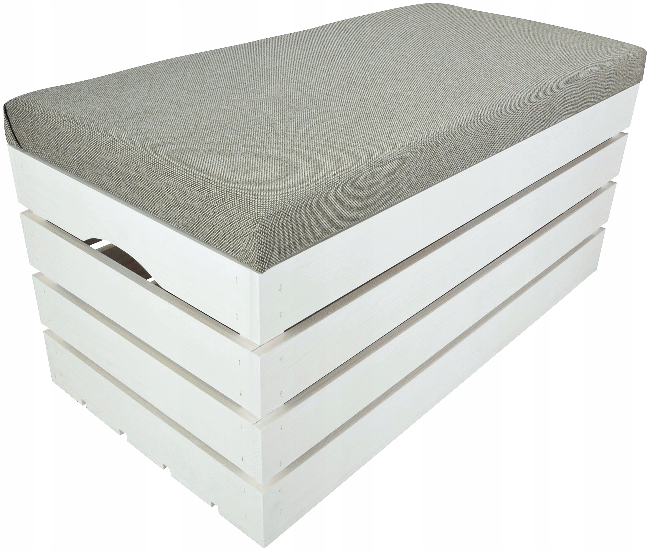 KUFER SOSNOWY SCHOWEK DUŻA PUFA DREWNIANA BIAŁA