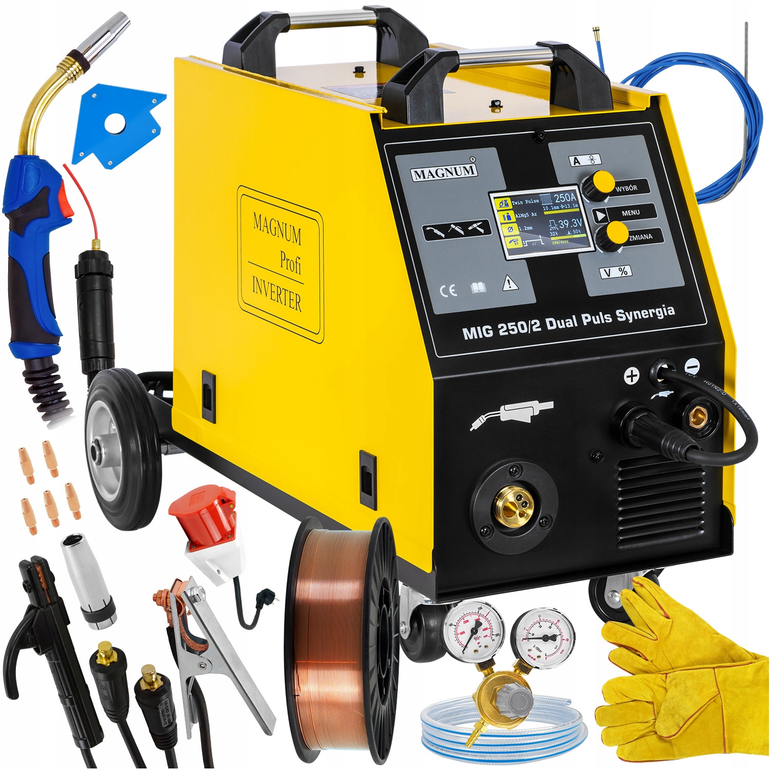 Spawarka Migomat Magnum Mig 250/2 Dual Puls Synergia 230/400V Zestaw 250A