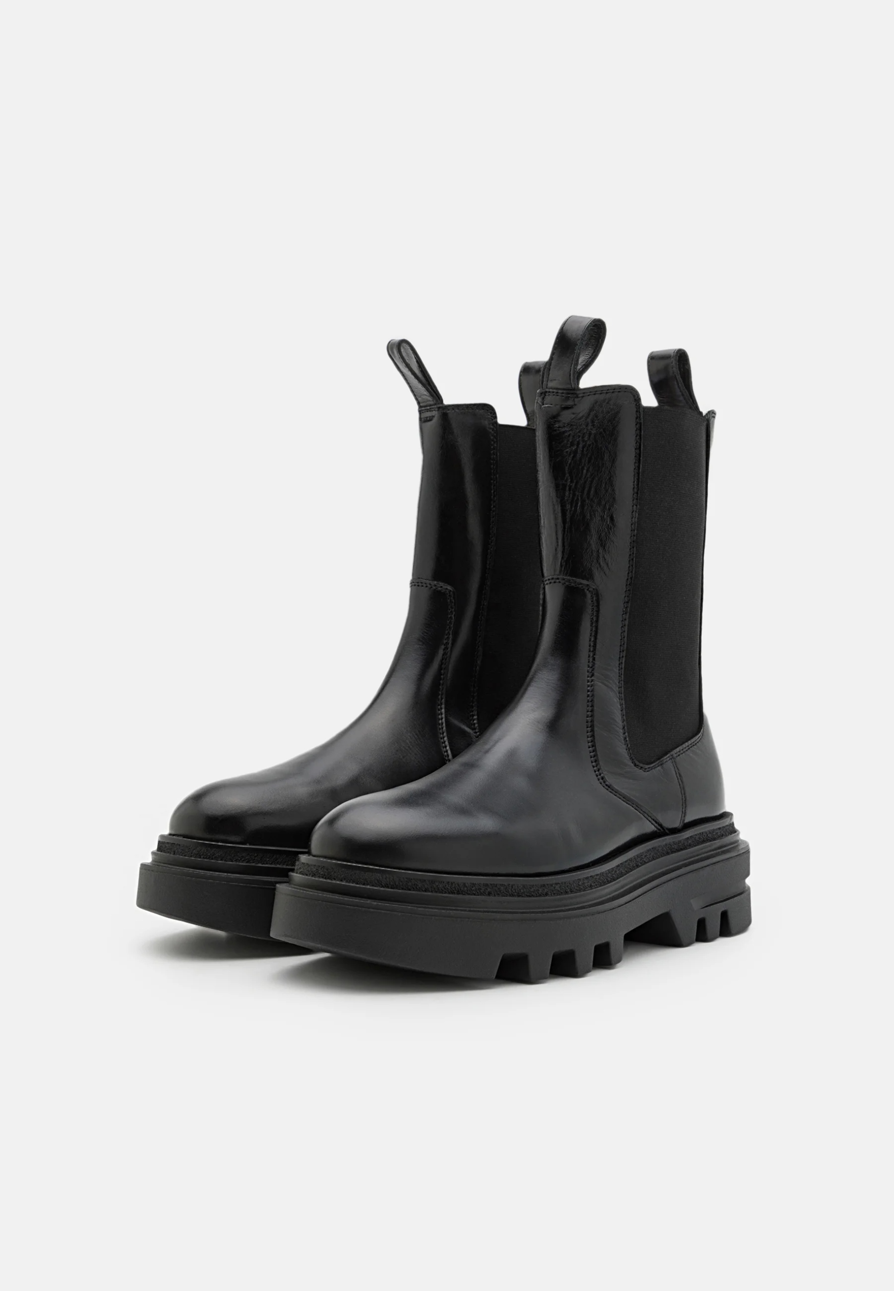 Allsaints Alex Czarne Skórzane Botki Sztyblety Na Platformie 36 22-430