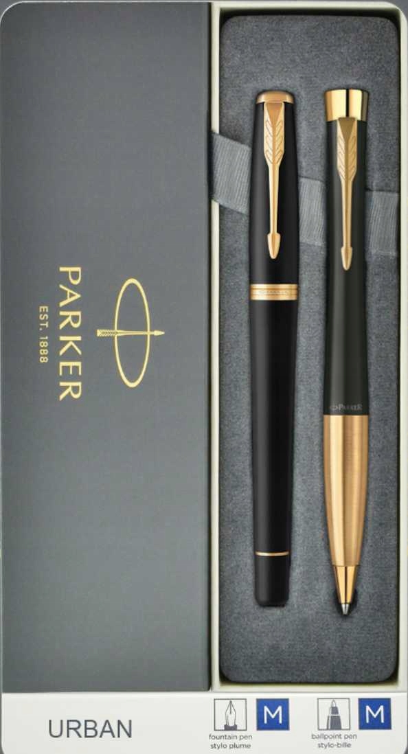 Parker Urban Core Muted Black Gt – Zestaw Pióro Wieczne Długopis Grawer