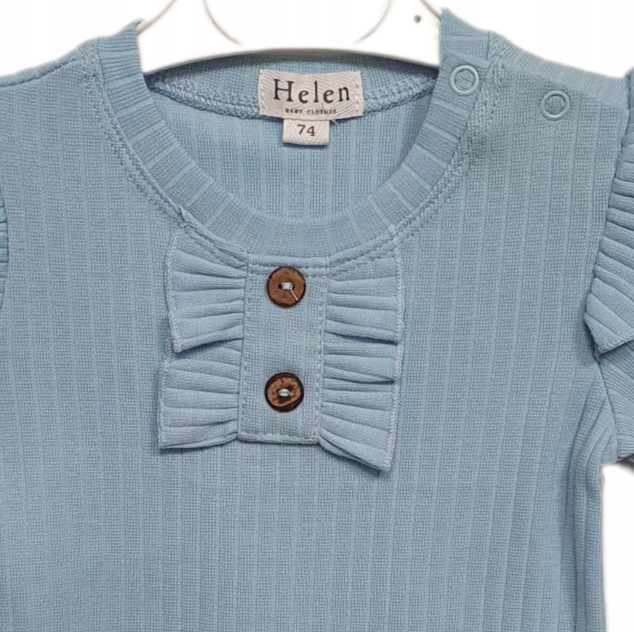 Body dziewczęce bawełniane falbanki prążek błękit Marka Inna marka