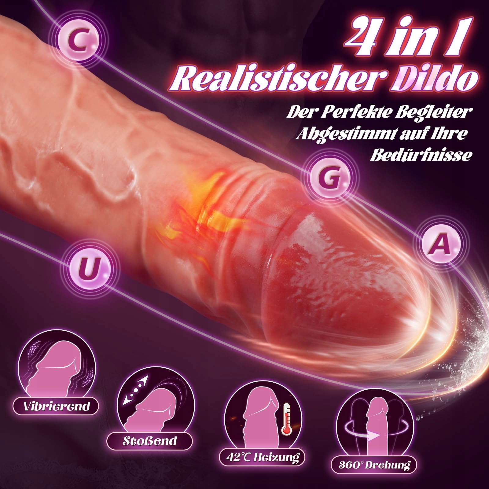 FIDECH Realistyczny Wibrator Dildo 8 Trybów G Punkt 360° 22cm Z Pilotem — miniatura 2