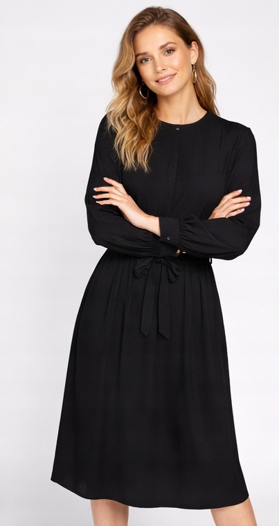Vero Moda Černá Šaty S Rovným Páskem A Delším Rukávem L 6FA