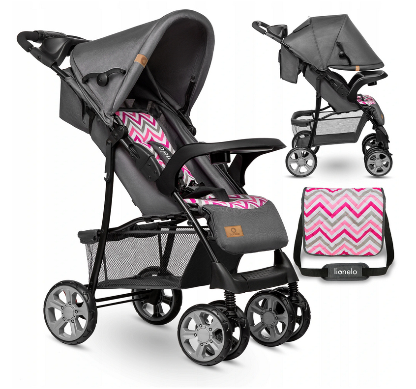 WÓZEK spacerowy LEKKI spacerówka DUŻE Koła TORBA Lionelo Emma