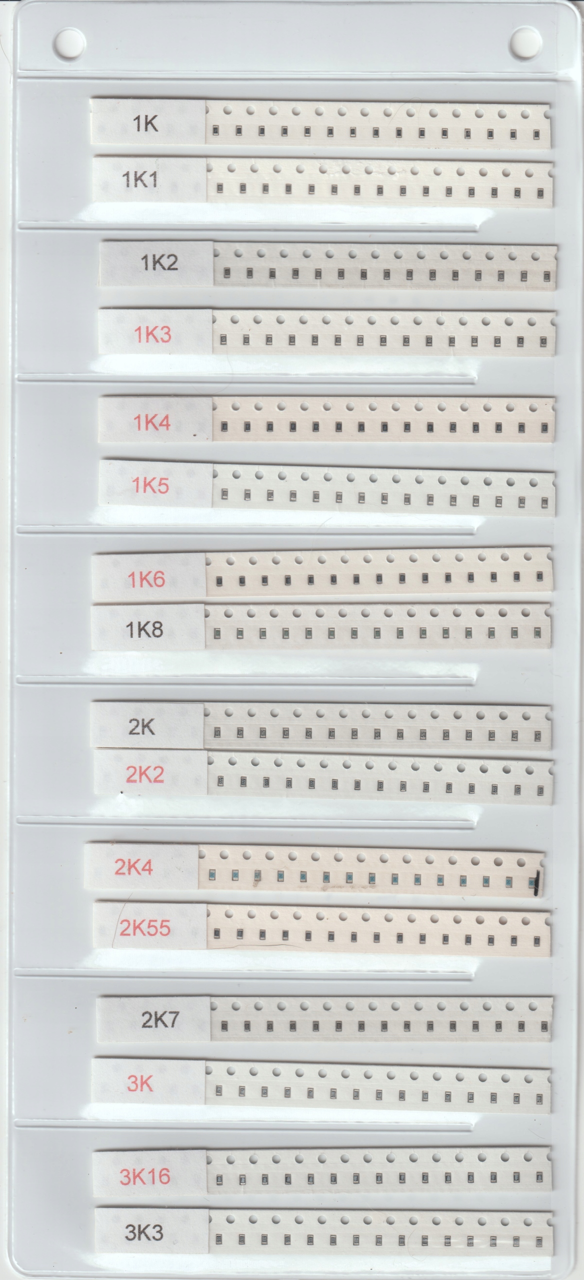 [640szt] Zestaw Rezystorów Smd 0603 1K-9K1 Szereg E-24 8