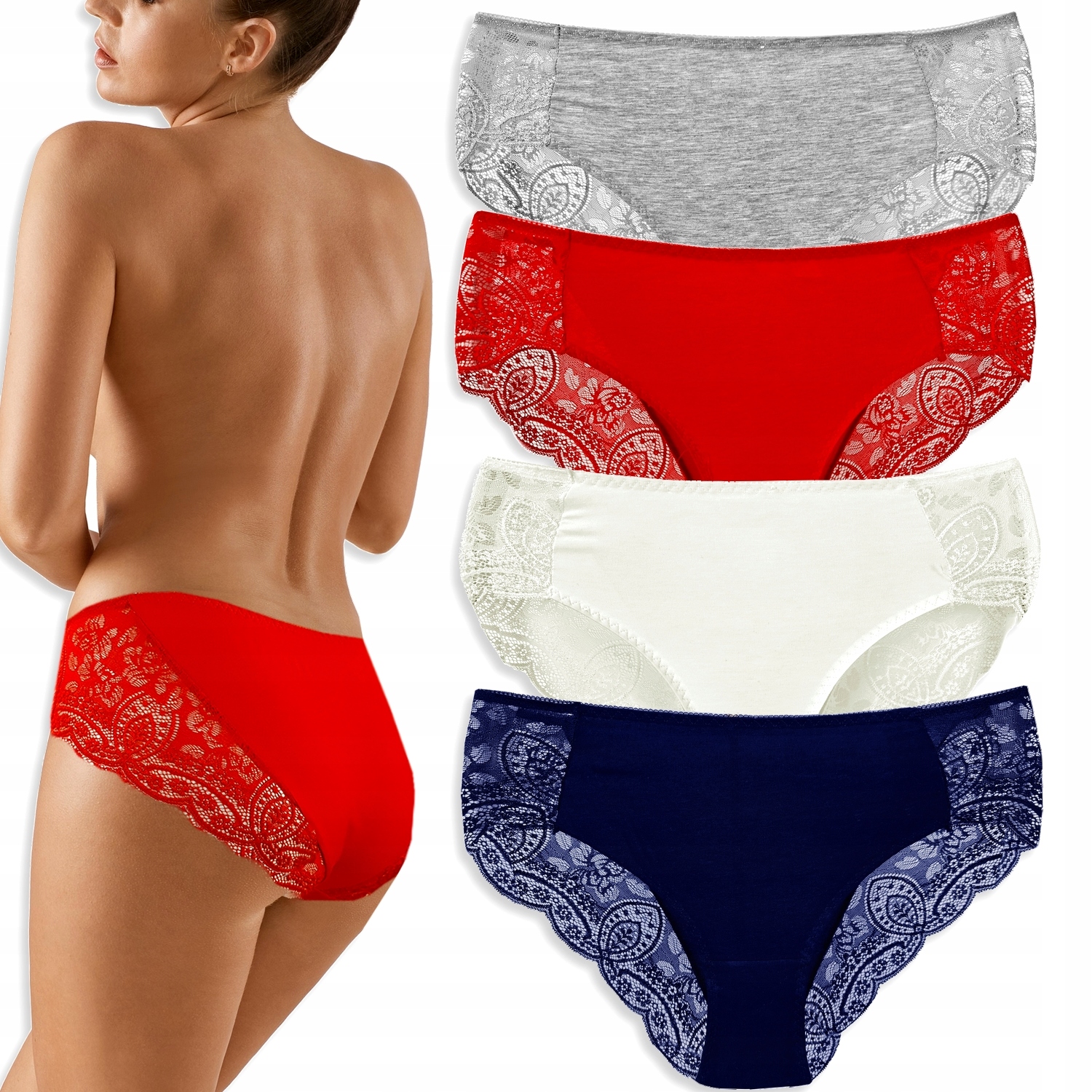 

4x Koronkowe Figi Wyszczuplające Premium #XXL