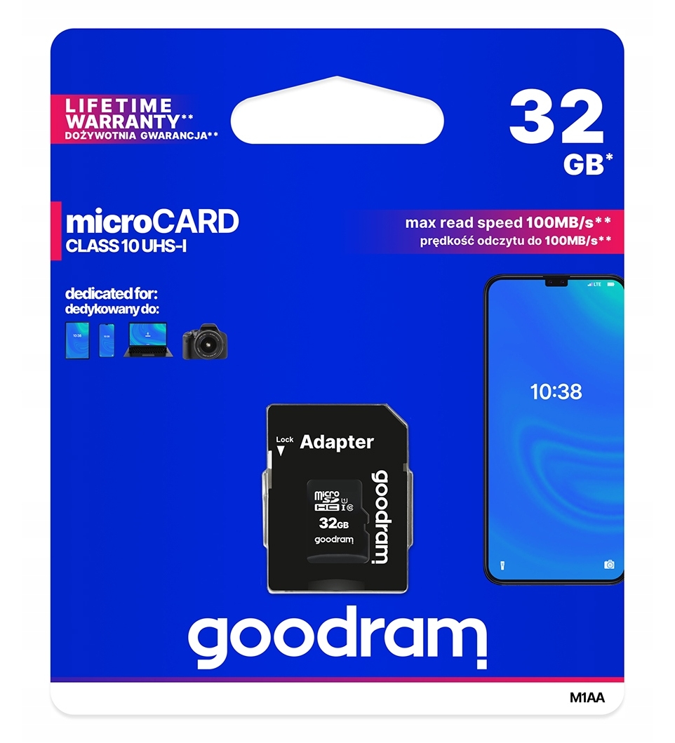 

Karta pamięci Goodram microSDHC 32GB CL10 Adapter