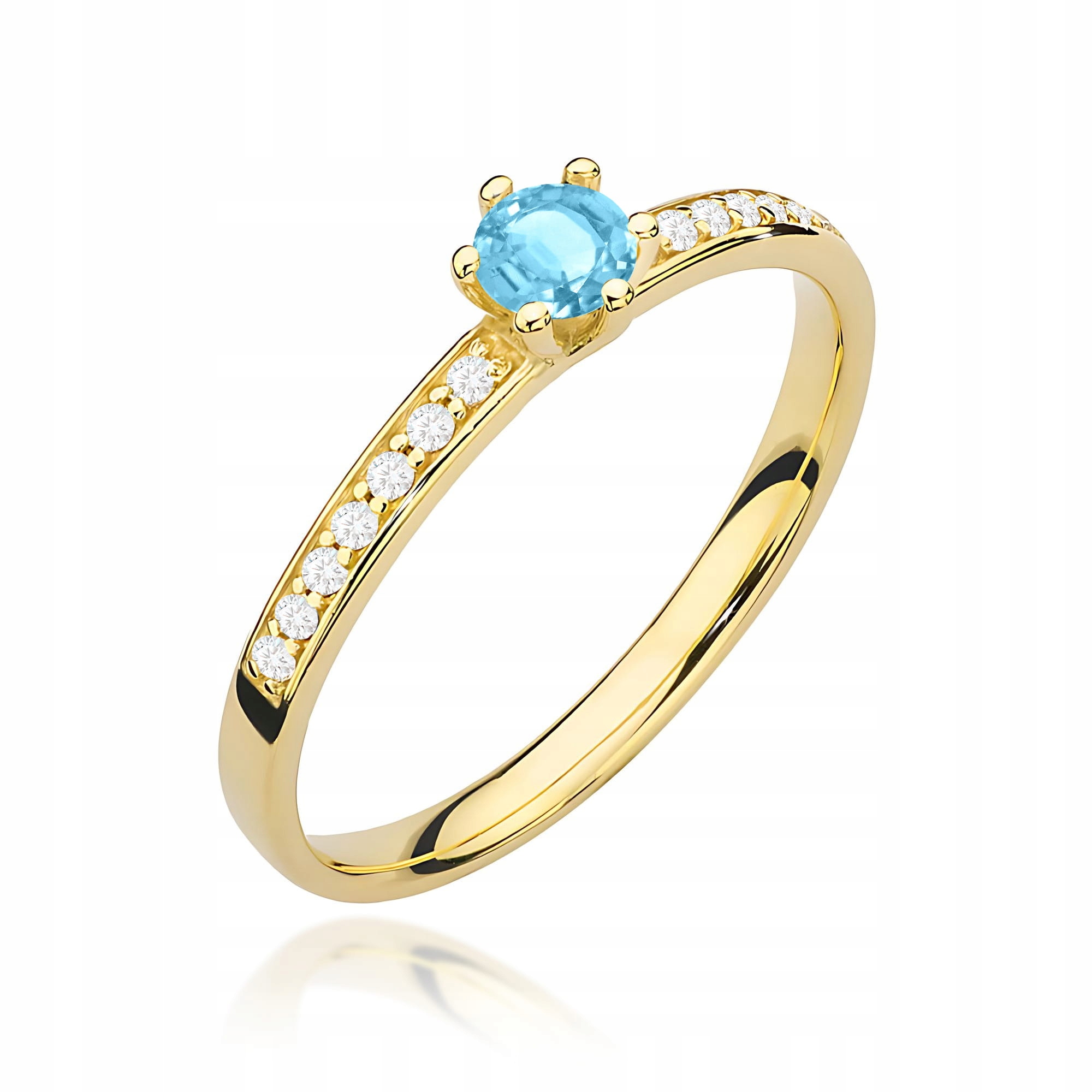 Zlatý Prstýnek 585 S Brilianty A Topazem Gravírování Bonus r6