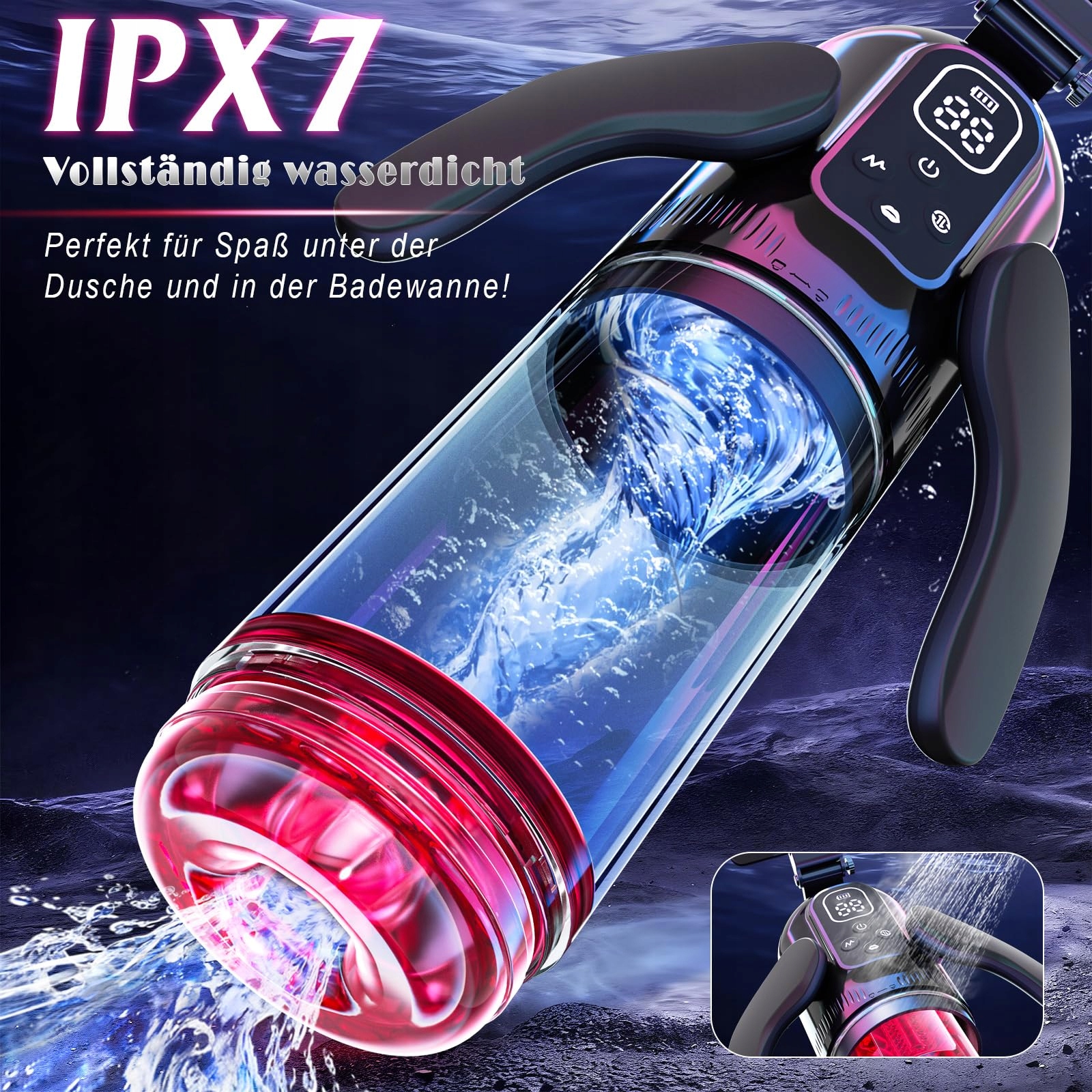 AUTOMATISCHER MASTURBATOR DLA MĘŻCZYZN Z ROTACJĄ WIBRACJĄ I SANIEM — miniatura 7