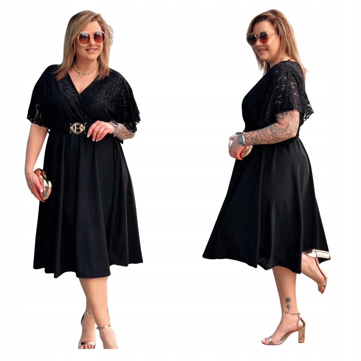 Šaty Velké velikosti Plus Size Dámská Cavaricci Na Svatební Hostina Krajka Černá