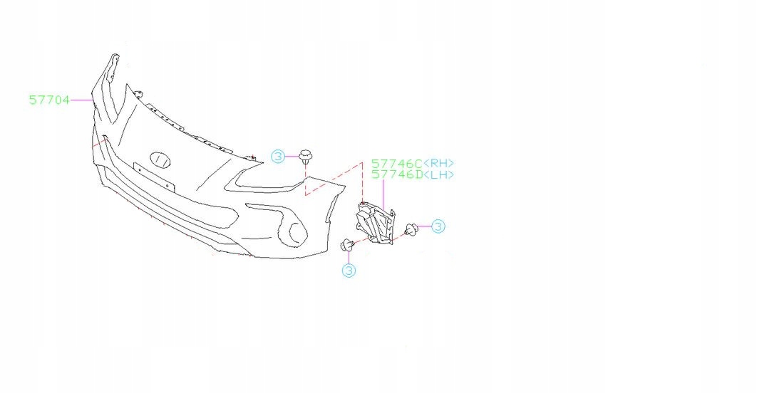 57746CC000 - КРЕПЛЕНИЕ БАМПЕРА ПРАВОЕ SUBARU BRZ 2.4 2020-