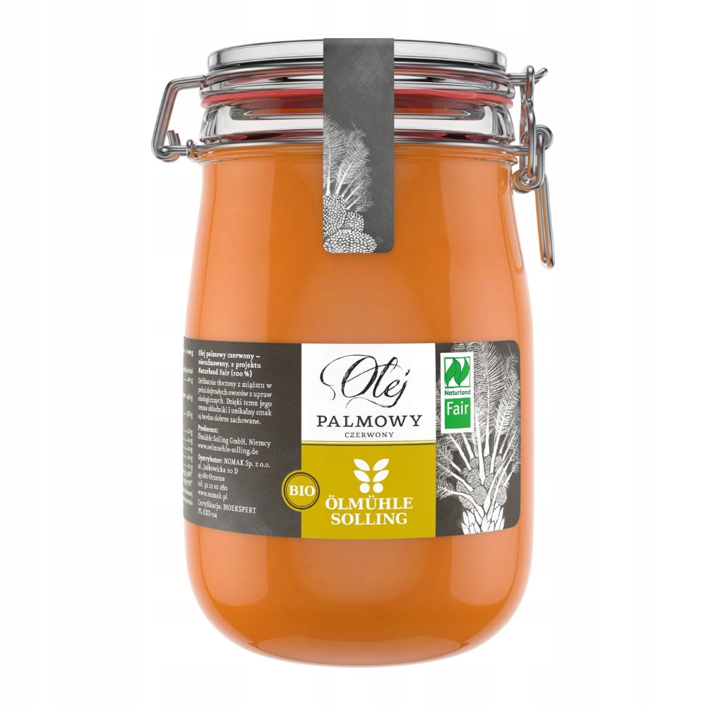 Bio Czerwony Olej Palmowy 1000 ml, nierafinowany, Ölmühle Solling