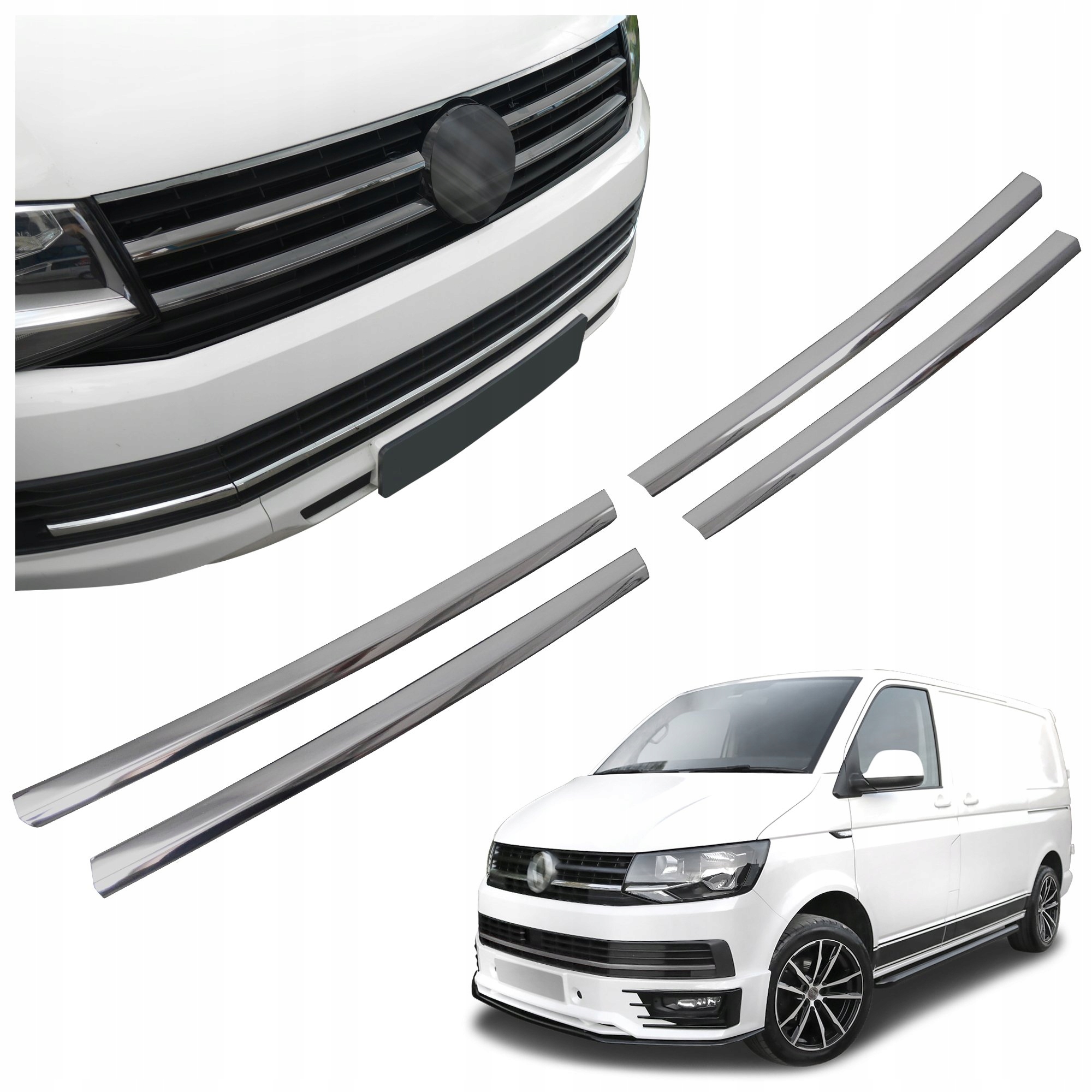 Lišty atrapy predného maskovania grilu pre Vw Transporter VI T6 2015-2019