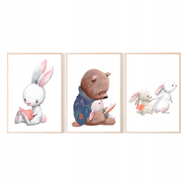 

Zestaw 3 plakaty A3 misio i króliczki lubię czytać