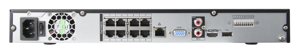 8-kanálový Ip rekordér, 8Mpx, 160Mb/s, 2x Sata