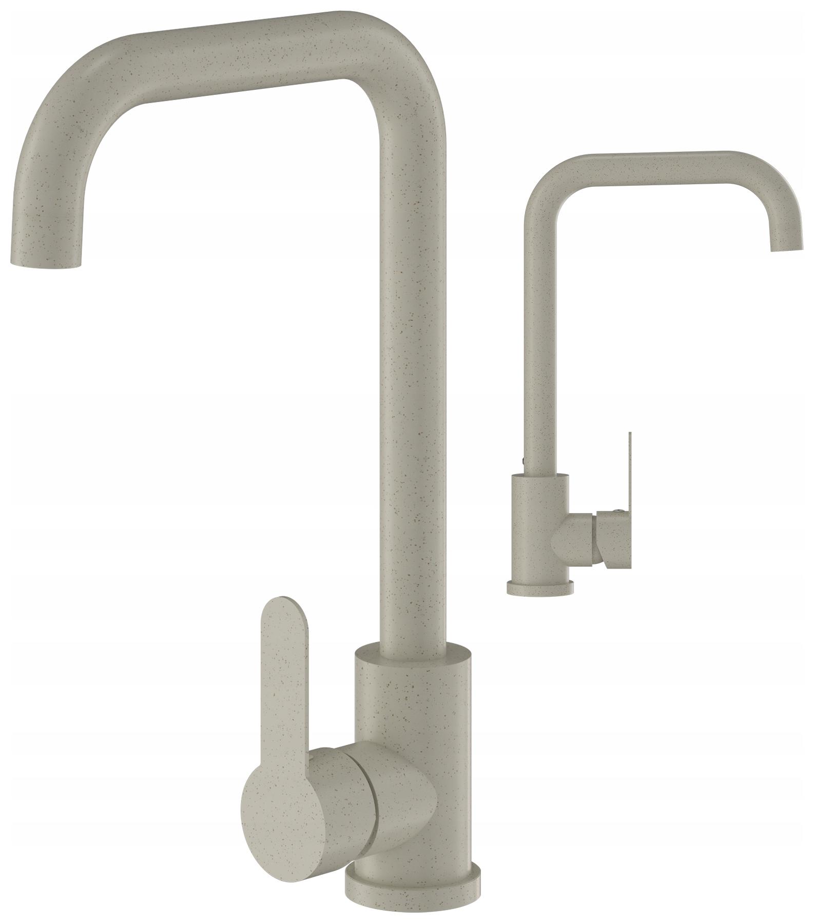 Bežová Kuchyňská Baterie K Dřezu S Vysokým Zaobaleným Ramenem Steel