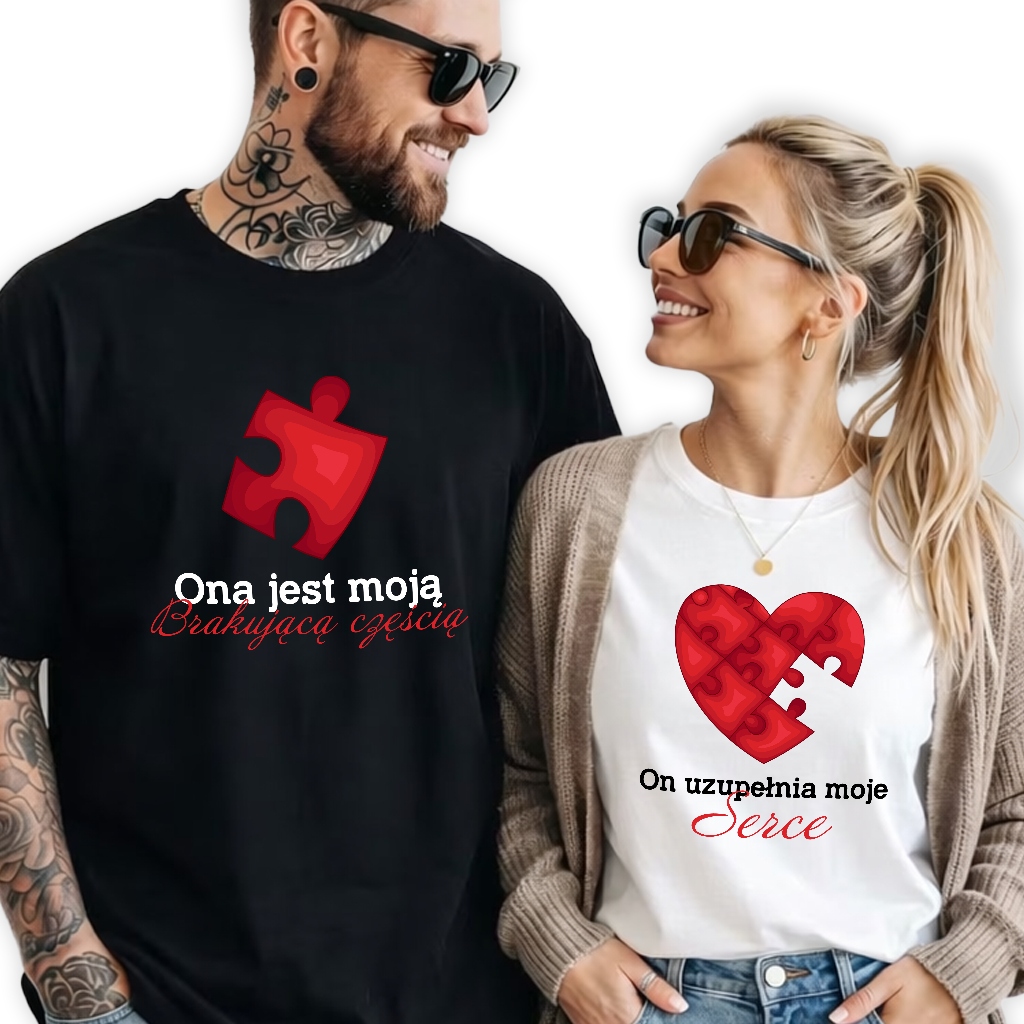 Sada triček pro pár Dárek k Valentýnu, výročí 2Pak Puzzle Vel L