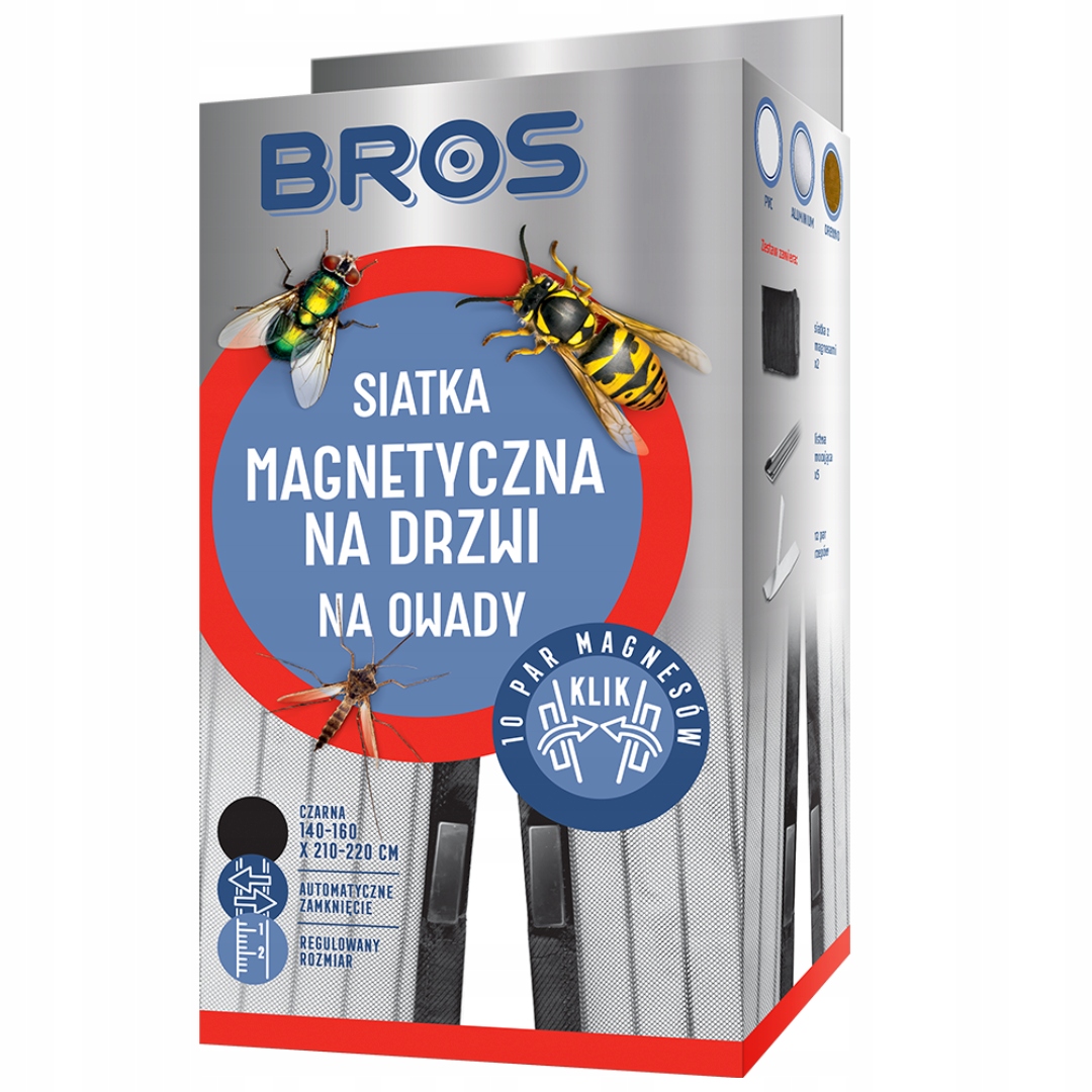 SIATKA NA DRZWI MAGNETYCZNA MOSKITIERA szer.140-60cm wys.210-220cm Bros