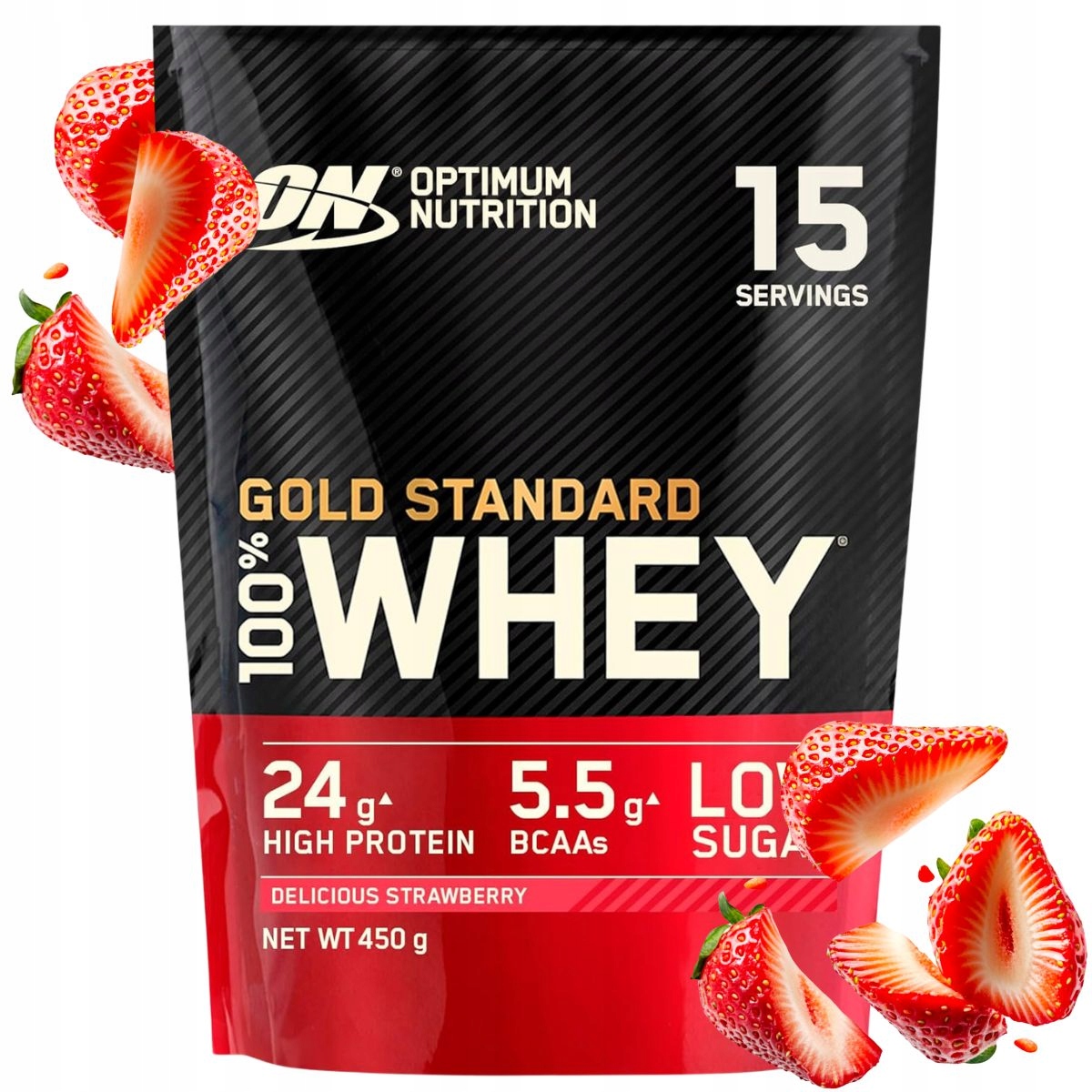 Optimum Nutrition Gold Standard Whey 100% 450 g Wpc Wpi Wph Jahoda