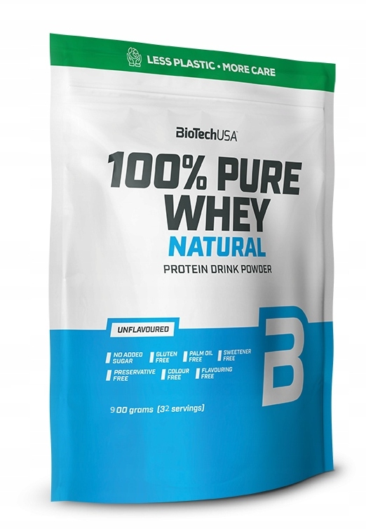 BioTech Usa 100% Pure Whey 900 g Unflavoured Syrovátkový Koncentrát Doplněk Stravy Masa