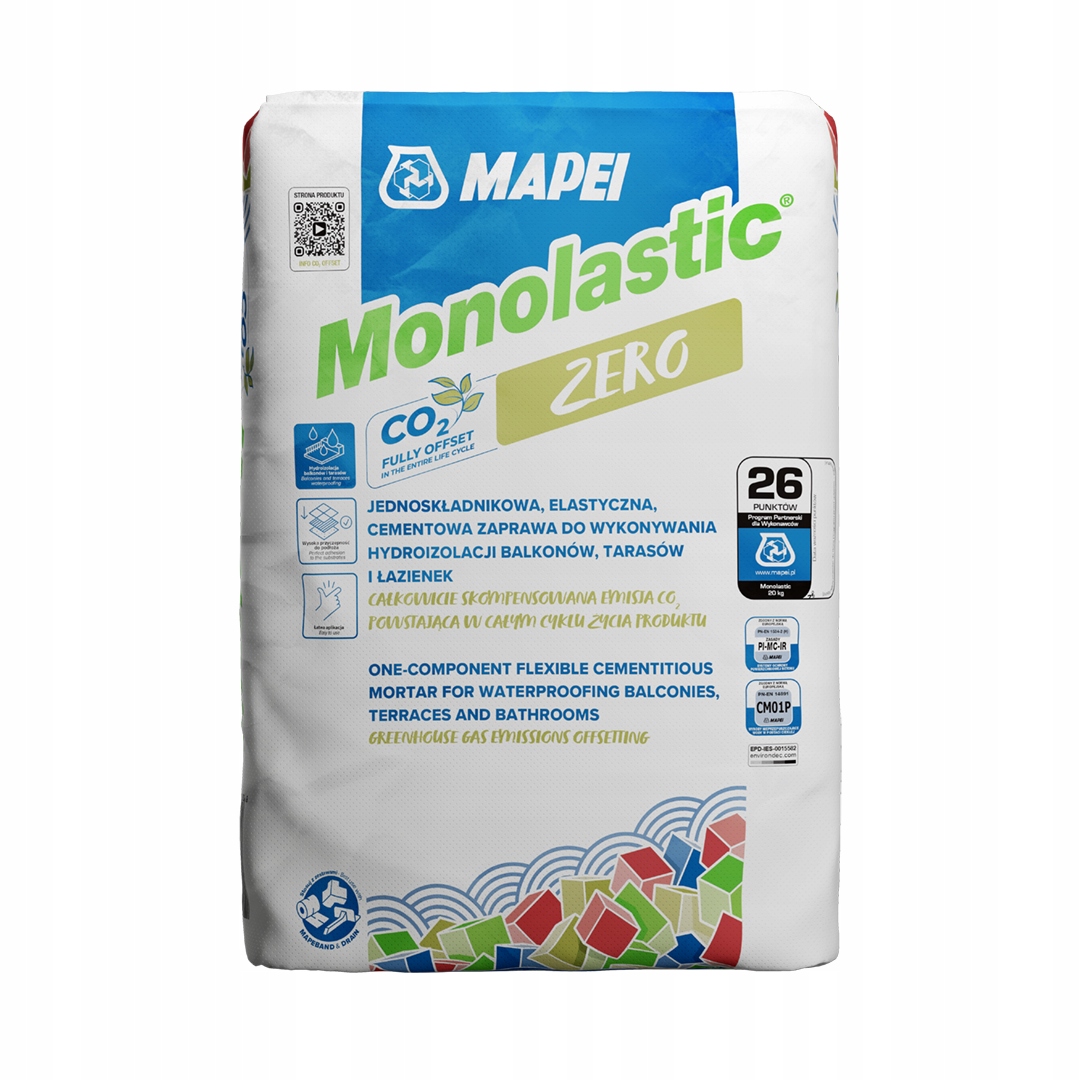 Jednoskładnikowa hydroizolacja cementowa Mapei Monolastic Zero 20kg