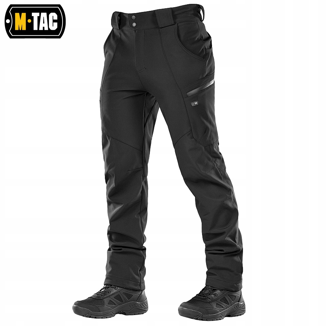 Spodnie Bojówki Taktyczne M-TAC SOFTSHELL WINTER Trekkingowe Czarne S Kolekcja Softshell Winter