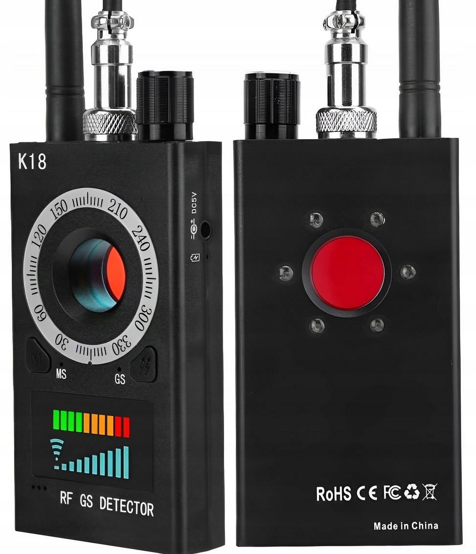 BEZPRZEWODOWY WYKRYWACZ SYGNAŁU K18, GPS ANALIZATORY SYGNAŁU, DETEKTOR GPS Wymiary 6.5 x 4.8 x 1.5 cm